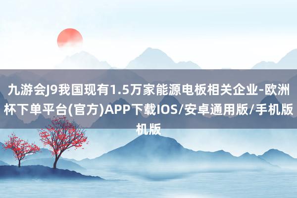 九游会J9我国现有1.5万家能源电板相关企业-欧洲杯下单平台(官方)APP下载IOS/安卓通用版/手机版