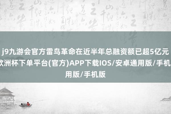 j9九游会官方雷鸟革命在近半年总融资额已超5亿元-欧洲杯下单平台(官方)APP下载IOS/安卓通用版/手机版